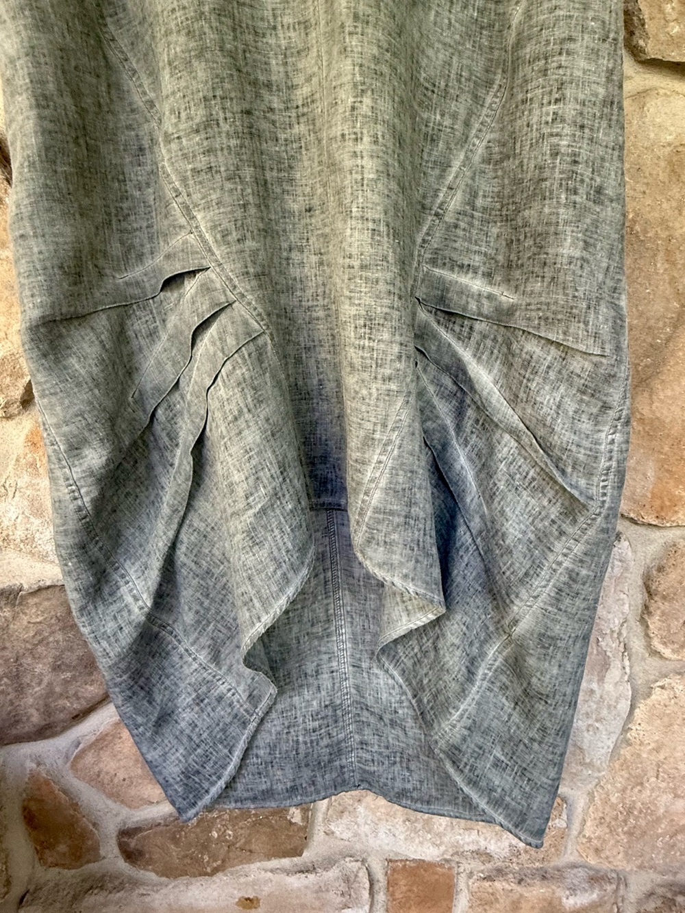 For Cynthia Sleeveless Hooded High Low 100% Linen Dress - Picture 4 of 6
